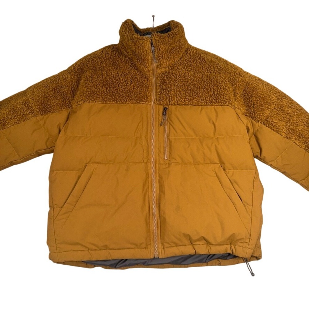 Eddie Bauer Mixed Sherpa Puffer Jacket PS Women Brown Down Insulated